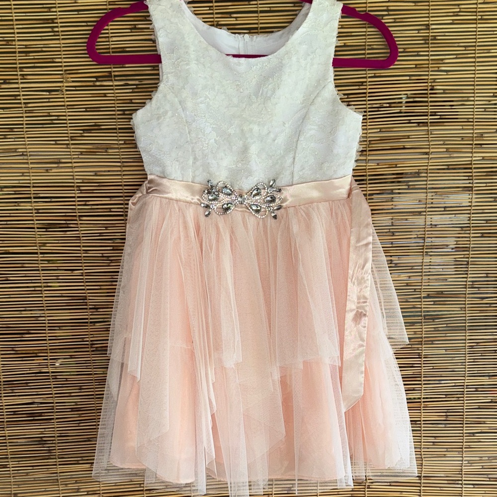 Elegant White and Pink Kids Dress